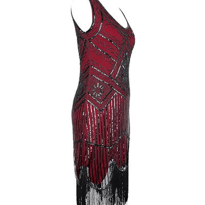 Vintage 1920er Gatsby Kleid Burgunderrot