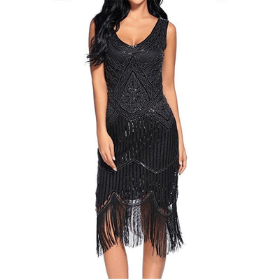 Vintage 1920er Gatsby Kleid Schwarz