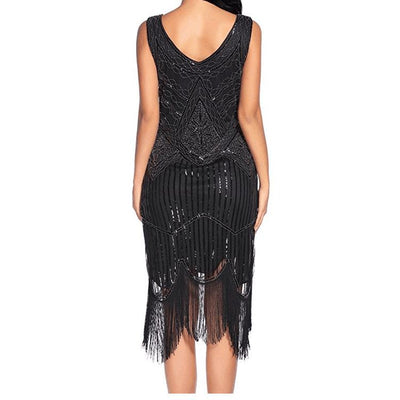 Vintage 1920er Gatsby Kleid Schwarz