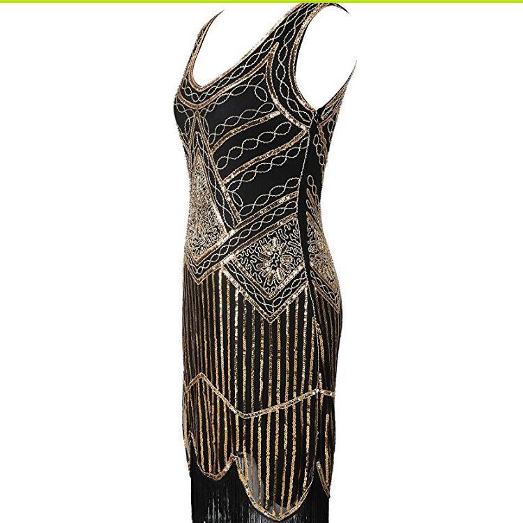 Vintage 1920er Gatsby Kleid Gold