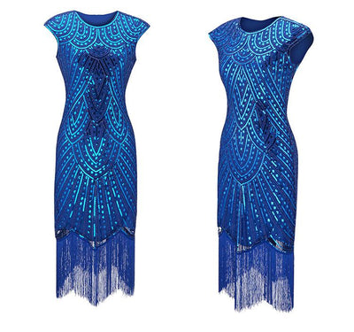 Plus Size Blaues 20er-Jahre-Kleid