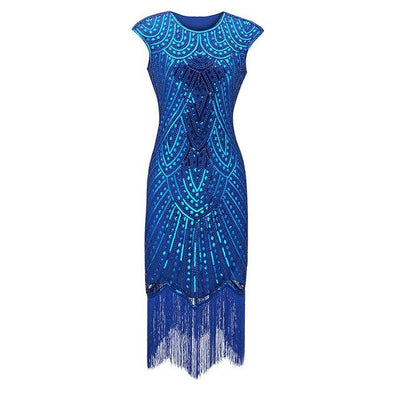 Plus Size Blaues 20er-Jahre-Kleid
