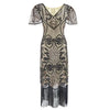 Plus Size 1920er Vintage Kleid Beige Schwarz
