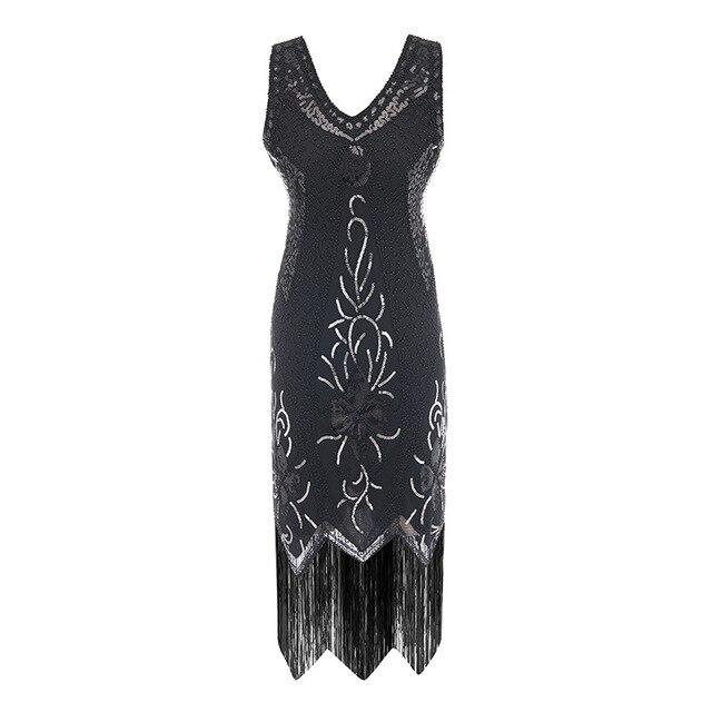 Charleston Plus Size 1920er Vintage Kleid Schwarz