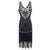 Schwarz Silber Plus Size 1920er Vintage Kleid