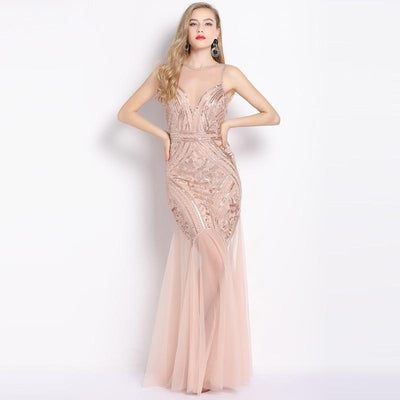 Langes rosa Vintage-Kleid aus den 1920er Jahren