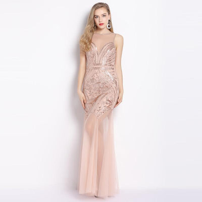 Langes rosa Vintage-Kleid aus den 1920er Jahren