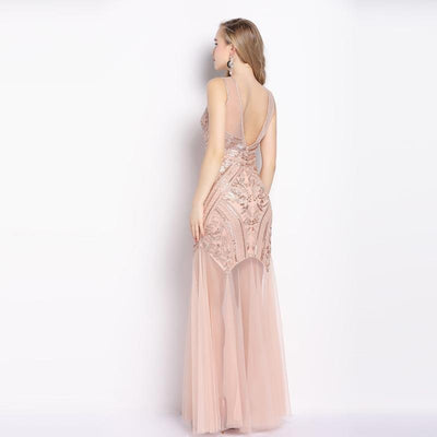 Langes rosa Vintage-Kleid aus den 1920er Jahren