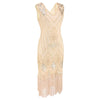 Pailletten 1920er Jahre Vintage Kleid Beige