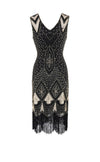 Schwarzgoldenes Pailletten-Vintage-Kleid aus den 1920er Jahren