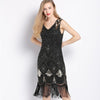 Schwarzgoldenes Pailletten-Vintage-Kleid aus den 1920er Jahren