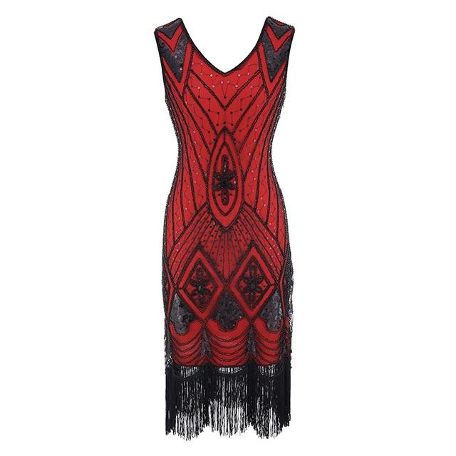 Vintage 1920er Jahre Paillettenkleid Rot