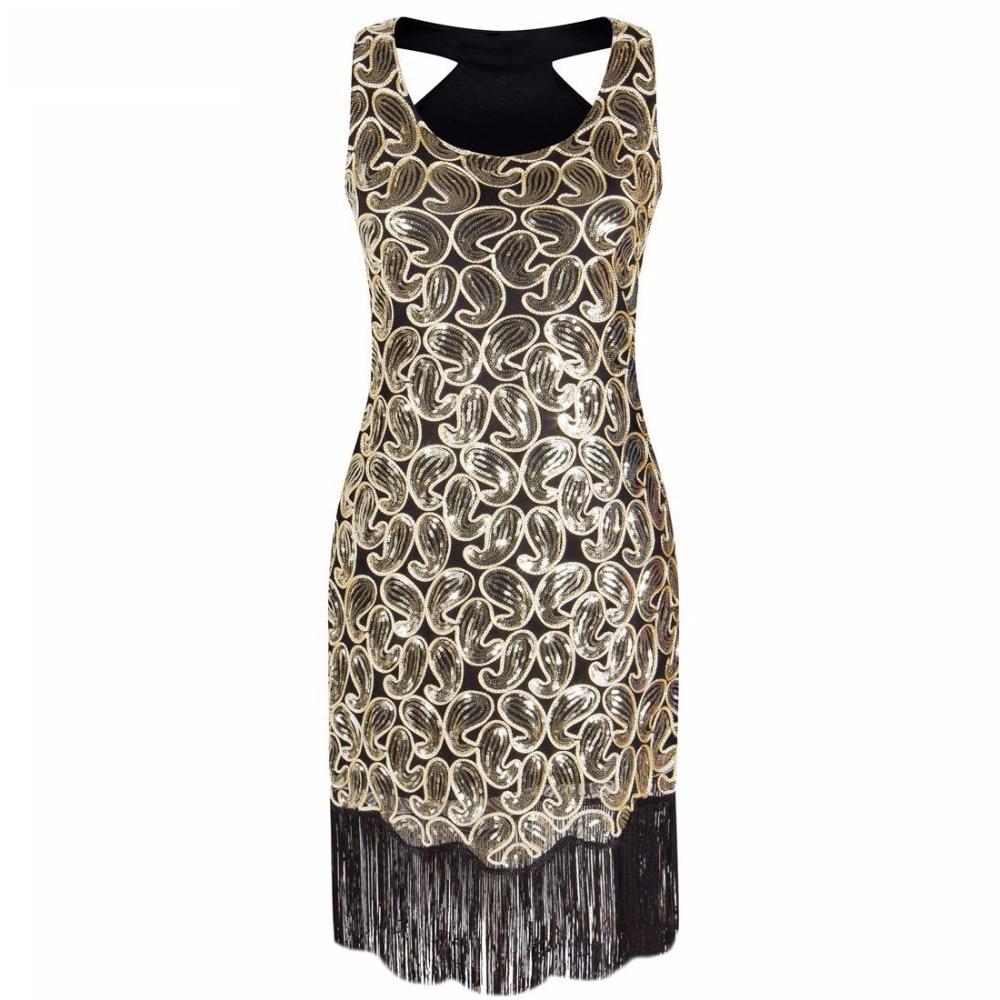Sexy schwarzgoldenes Vintage-Kleid aus den 1920er Jahren