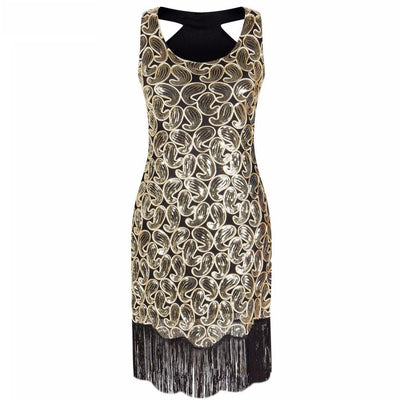 Sexy schwarzgoldenes Vintage-Kleid aus den 1920er Jahren