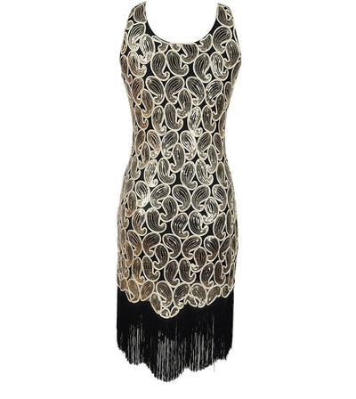Sexy schwarzgoldenes Vintage-Kleid aus den 1920er Jahren