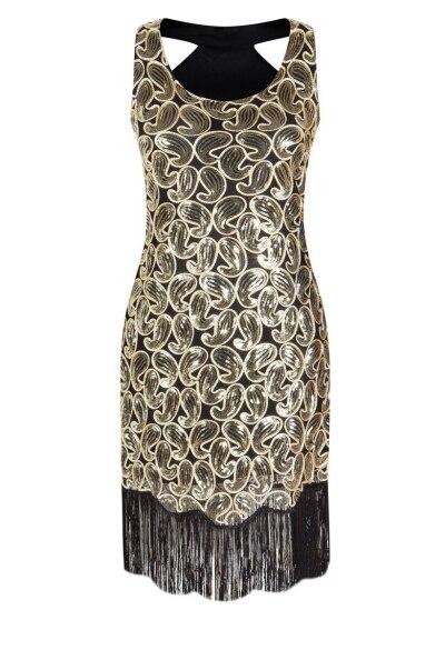 Sexy schwarzgoldenes Vintage-Kleid aus den 1920er Jahren