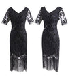 Schwarzes Spitzenkleid im Stil der 20er Jahre