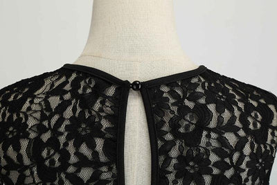 Vintage Schwarzes Polka Dot Spitzenkleid