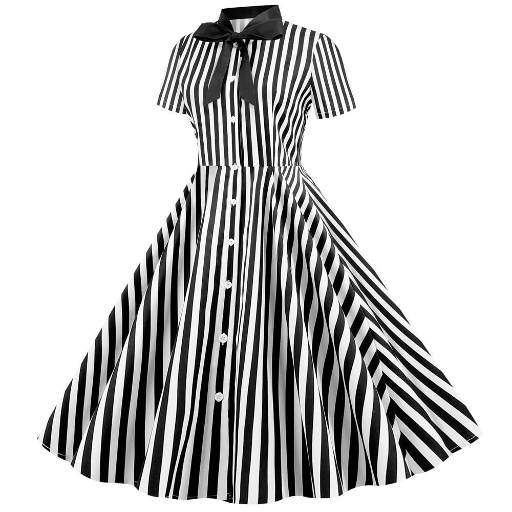 Vintage Retro Schwarz-Weiß-Kleid