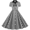 Vintage Retro gestreiftes Kleid Schwarz