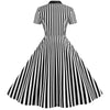 Vintage Retro gestreiftes Kleid Schwarz
