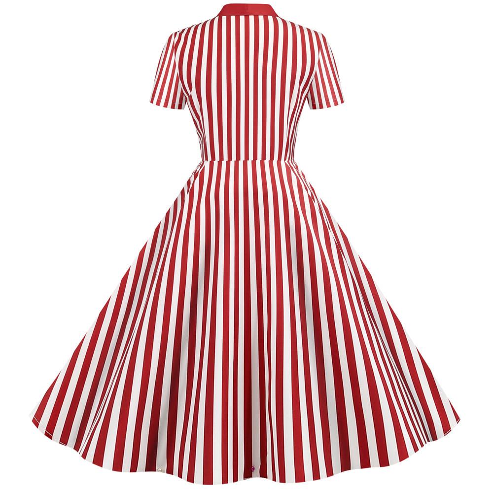 Vintage Retro Gestreiftes Kleid Rot