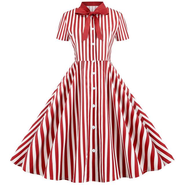 Vintage Retro Gestreiftes Kleid Rot