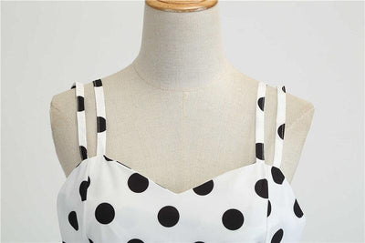 Weiß gepunktetes Rockabilly-Vintage-Kleid