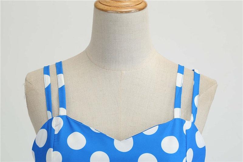 Vintage Blaues Polka Dot Rockabilly Kleid