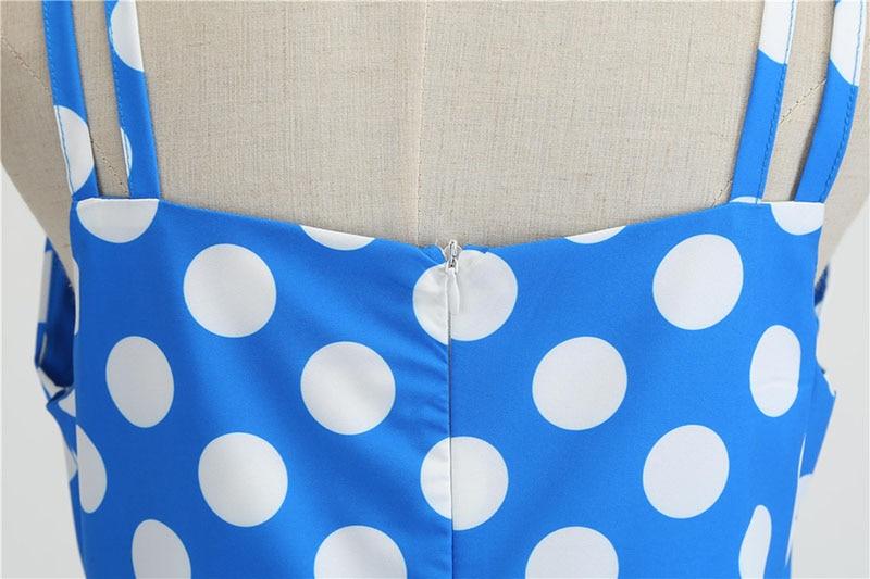 Vintage Blaues Polka Dot Rockabilly Kleid