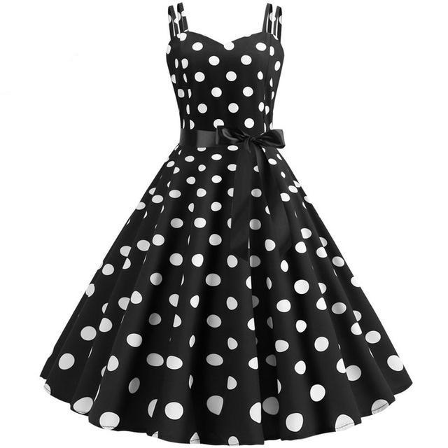 Vintage Rockabilly Kleid Schwarz Weiß Punkte