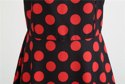 Vintage Rockabilly Kleid Schwarz Rote Punkte