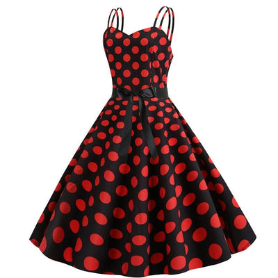Vintage Rockabilly Kleid Schwarz Rote Punkte