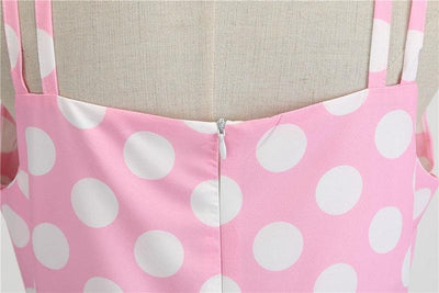 Gepunktetes rosafarbenes Rockabilly-Vintage-Kleid