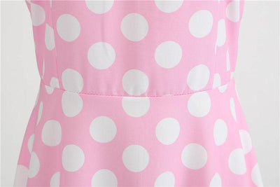 Gepunktetes rosafarbenes Rockabilly-Vintage-Kleid
