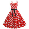 Vintage Rotes Rockabilly-Kleid mit weißen Punkten
