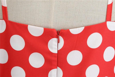 Vintage Rotes Rockabilly-Kleid mit weißen Punkten