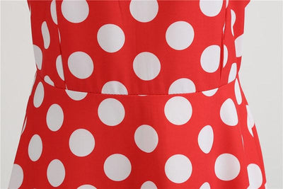 Vintage Rotes Rockabilly-Kleid mit weißen Punkten