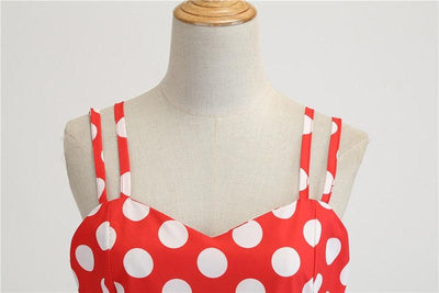 Vintage Rotes Rockabilly-Kleid mit weißen Punkten
