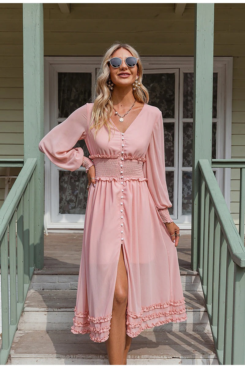 Vintage langes Chiffonkleid