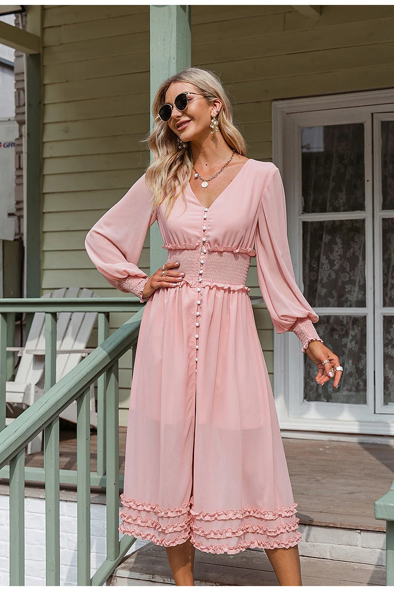 Vintage langes Chiffonkleid