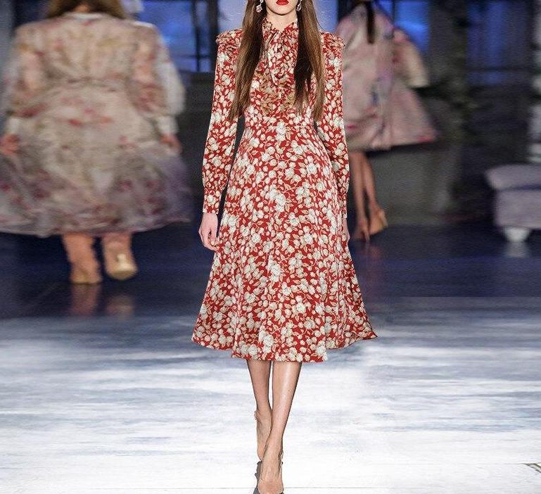 Vintage 40er Jahre Blumenkleid Rot