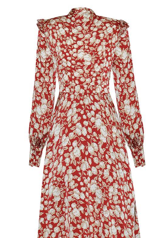 Vintage 40er Jahre Blumenkleid Rot