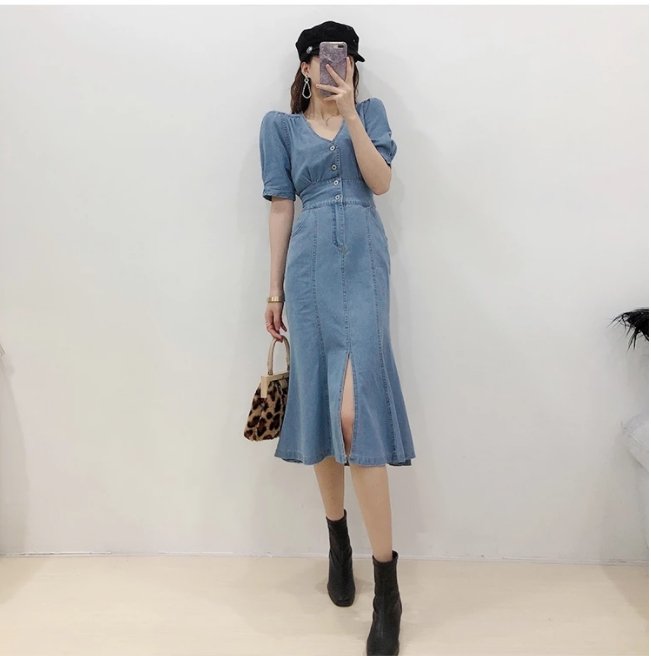 Vintage 40er Out-fit Kleid Blau